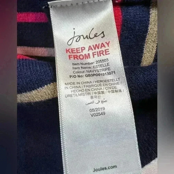 Joules Estelle knitwear sweater dress striped navy size 8 colorful preppy tie - Picture 6 of 10